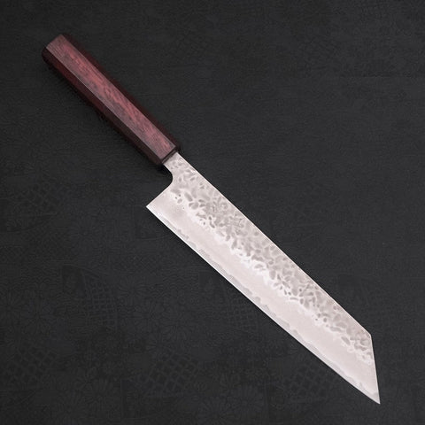 Kiritsuke AUS-10 Tsuchime Damascus Purple Urushi Handle 210mm (8.3”)-[Musashi]-[Japanese-Kitchen-Knives]