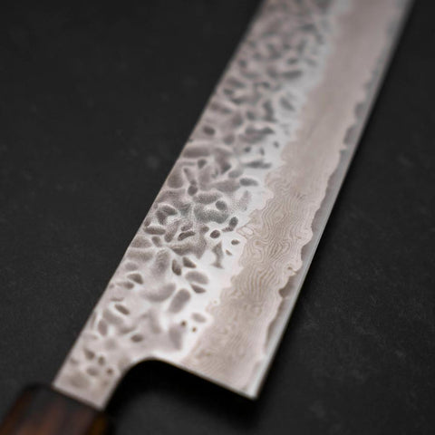 Kiritsuke AUS-10 Tsuchime Damascus Sumi Urushi Handle 210mm (8.3”)-[Musashi]-[Japanese-Kitchen-Knives]