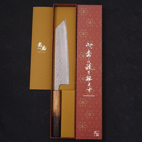 Kiritsuke AUS-10 Tsuchime Damascus Yaki Urushi Handle 210mm (8.3”)-[Musashi]-[Japanese-Kitchen-Knives]