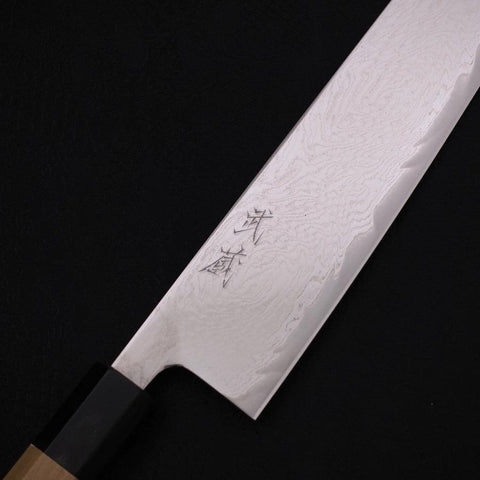 Kiritsuke AUS-10 Wave Nickel Damascus Buffalo Magnolia Handle 240mm (9.4”)-[Musashi]-[Japanese-Kitchen-Knives]