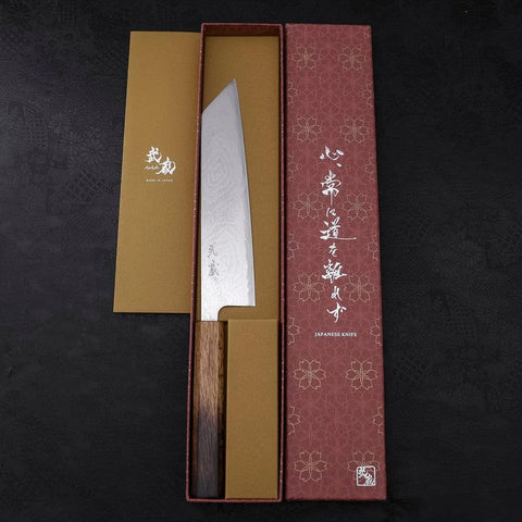 Kiritsuke AUS-10 Wave Nickel Damascus Yaki Urushi Handle 210mm (8.3”)-[Musashi]-[Japanese-Kitchen-Knives]