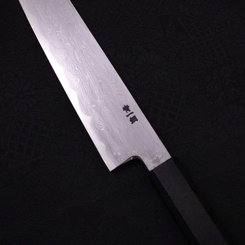 Kiritsuke Blue Steel #1 Suminagashi Black Ishime Handle 200mm (7.9”)-[Musashi]-[Japanese-Kitchen-Knives]