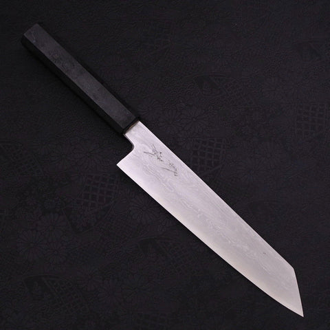 Kiritsuke Blue Steel #1 Suminagashi Black Ishime Handle 200mm (7.9”)-[Musashi]-[Japanese-Kitchen-Knives]