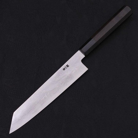 Kiritsuke Blue Steel #1 Suminagashi Buffalo Ebony Handle 200mm (7.9”)-[Musashi]-[Japanese-Kitchen-Knives]