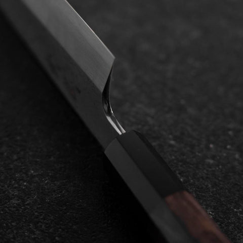 Kiritsuke Blue Steel #1 Suminagashi Buffalo Ebony Handle 200mm (7.9”)-[Musashi]-[Japanese-Kitchen-Knives]