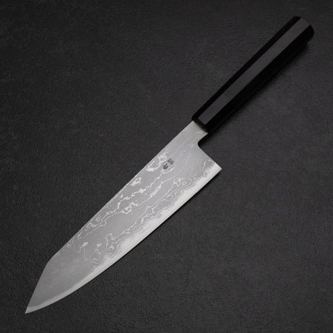 Kiritsuke Blue Steel #2 Damascus Buffalo Ebony Handle 200mm (7.9”)-[Musashi]-[Japanese-Kitchen-Knives]