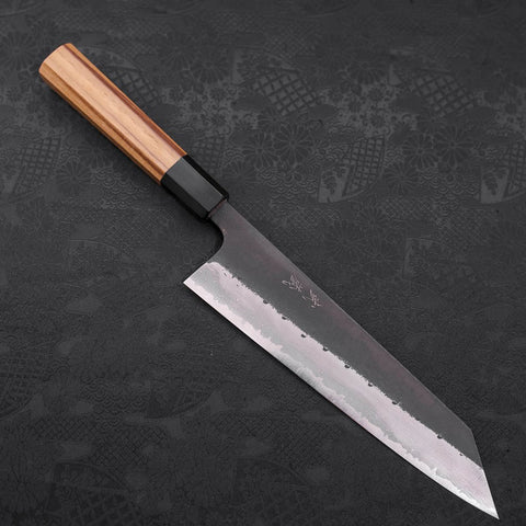 Kiritsuke Blue Steel #2 Kurouchi Damascus Buffalo Teak Handle 210mm (8.3”)-[Musashi]-[Japanese-Kitchen-Knives]