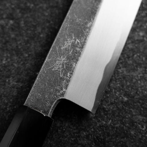 Kiritsuke Blue Steel #2 Kurouchi Nashiji Buffalo Walnut Handle 200mm (7.9”)-[Musashi]-[Japanese-Kitchen-Knives]