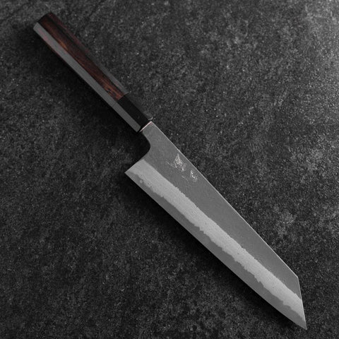Kiritsuke Blue Super Kurouchi Damascus Buffalo Ebony Handle 210mm (8.3”)-[Musashi]-[Japanese-Kitchen-Knives]