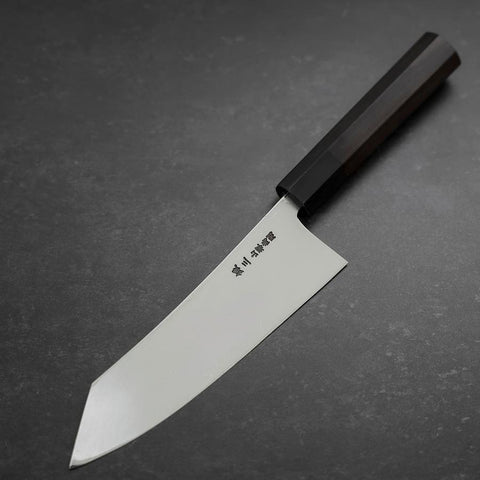 Kiritsuke Deba Honyaki Silver Steel #3 Mirror Buffalo Ebony Handle 180mm (7”)-[Musashi]-[Japanese-Kitchen-Knives]