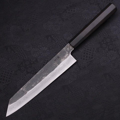 Kiritsuke Gyuto Blue Steel #1 Kurouchi Suminagashi Buffalo Ebony Handle 200mm (7.9”)-[Musashi]-[Japanese-Kitchen-Knives]