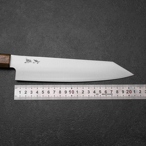Kiritsuke Gyuto Blue Steel #2 Polished Stainless Clad Olive Handle 210mm (8.3”)-[Musashi]-[Japanese-Kitchen-Knives]