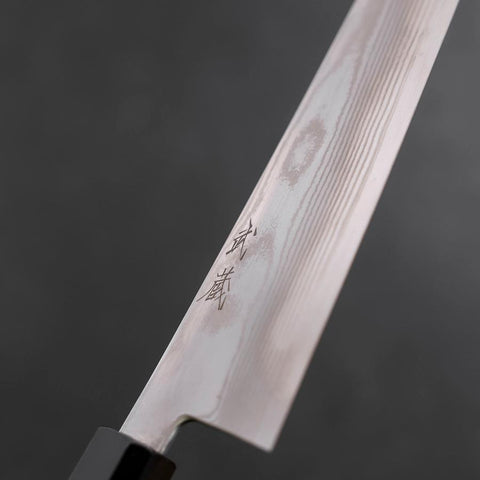 Kiritsuke Gyuto Silver Steel #3 Damascus Buffalo Wenge Handle 210mm (8.3”)-[Musashi]-[Japanese-Kitchen-Knives]