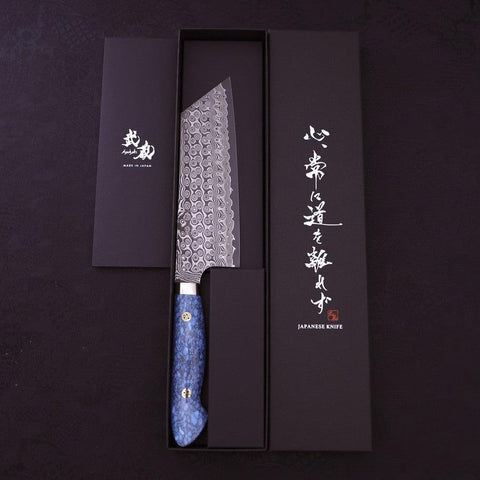 Kiritsuke Nakiri SG-2 Damascus Turquoise Blue Handle 170mm (6.7”)-[Musashi]-[Japanese-Kitchen-Knives]