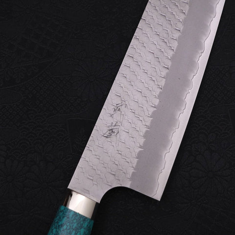Kiritsuke Nakiri SG-2 Tsuchime Turquoise Green Handle 170mm (6.7”)-[Musashi]-[Japanese-Kitchen-Knives]