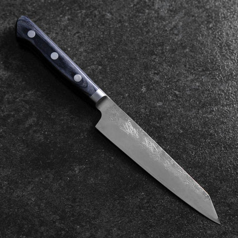 Kiritsuke Petty Blue Steel #2 Nashiji Stainless Clad Dark Blue Western Handle 140mm (5.5”)-[Musashi]-[Japanese-Kitchen-Knives]