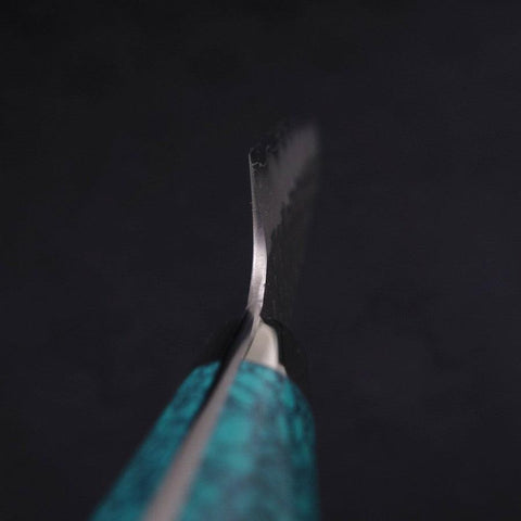 Kiritsuke Petty SG-2 Tsuchime Turquoise Green Handle 150mm (5.9”)-[Musashi]-[Japanese-Kitchen-Knives]