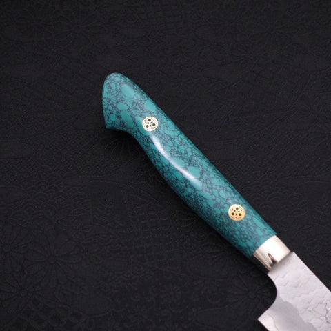 Kiritsuke Petty SG-2 Tsuchime Turquoise Green Handle 150mm (5.9”)-[Musashi]-[Japanese-Kitchen-Knives]