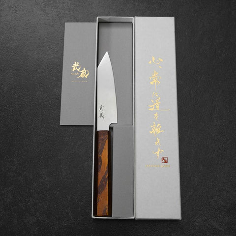 Kiritsuke Petty SLD Mirror Red Yamanaka-Urushi Handle 125mm (4.9”)-[Musashi]-[Japanese-Kitchen-Knives]