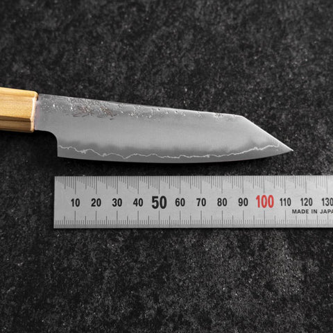 Kiritsuke Petty Silver Steel #3 Nashiji Olive Handle 125mm (4.9”)-[Musashi]-[Japanese-Kitchen-Knives]