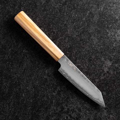 Kiritsuke Petty Silver Steel #3 Nashiji Olive Handle 125mm (4.9”)-[Musashi]-[Japanese-Kitchen-Knives]