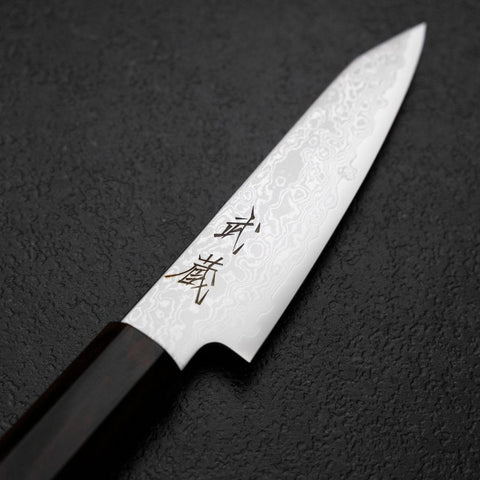 Kiritsuke Petty VG-10 Damascus Ebony Handle 100mm (3.9”)-[Musashi]-[Japanese-Kitchen-Knives]