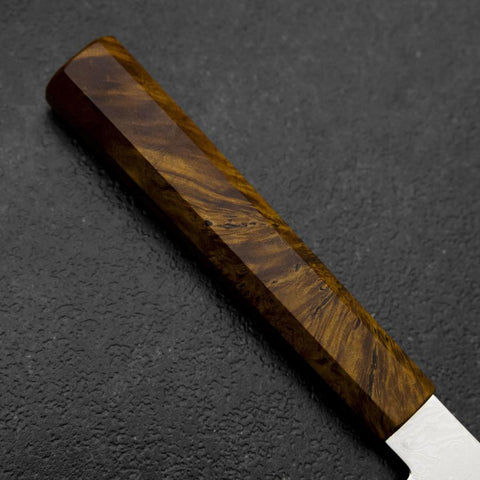 Kiritsuke Petty VG-10 Damascus Yellow-Brown Birch Handle 120mm (4.7”)-[Musashi]-[Japanese-Kitchen-Knives]