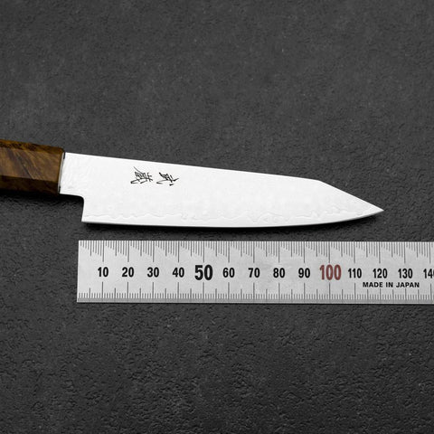 Kiritsuke Petty VG-10 Damascus Yellow-Brown Birch Handle 120mm (4.7”)-[Musashi]-[Japanese-Kitchen-Knives]