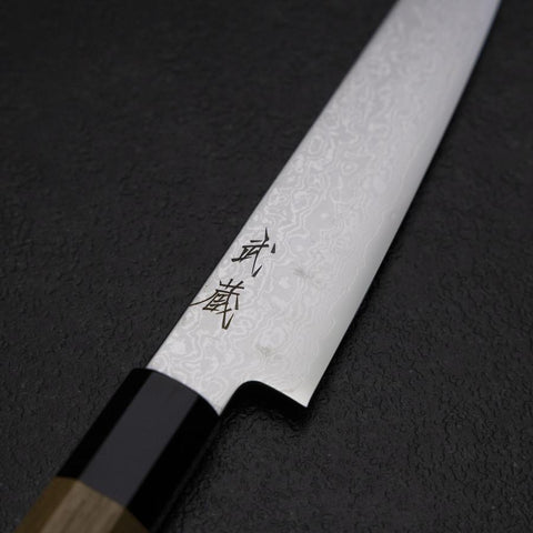 Kiritsuke Petty VG-10 Damascus Zelkova Handle 145mm (5.7”)-[Musashi]-[Japanese-Kitchen-Knives]