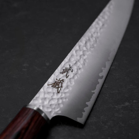 Kiritsuke Petty VG-10 Tsuchime Oval Mahogany Handle 150mm (5.9”)-[Musashi]-[Japanese-Kitchen-Knives]