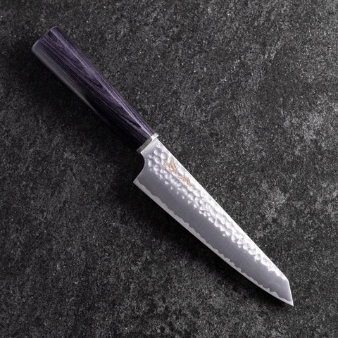 Kiritsuke Petty VG-10 Tsuchime Oval Purple Handle 150mm (5.9”)-[Musashi]-[Japanese-Kitchen-Knives]