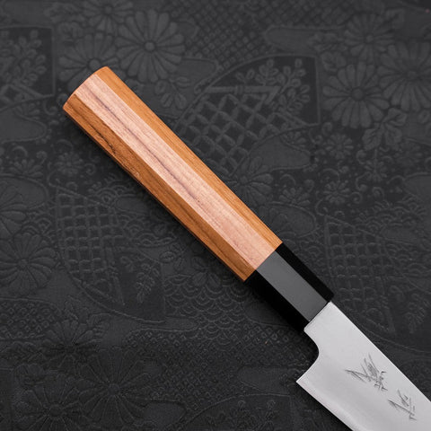 Kiritsuke Petty White Steel #2 Kasumi Buffalo Teak Handle 120mm (4.7”)-[Musashi]-[Japanese-Kitchen-Knives]