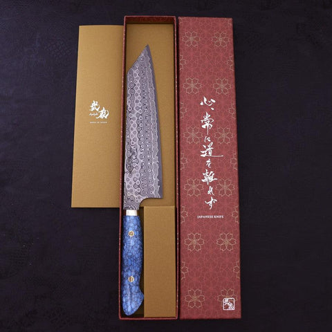 Kiritsuke SG-2 Damascus Turquoise Blue Handle 240mm (9.4”)-[Musashi]-[Japanese-Kitchen-Knives]