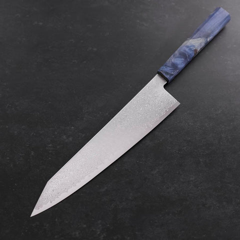 Kiritsuke SG-2 Wave Nickel Damascus Blue Maple Handle 240mm (9.4”)-[Musashi]-[Japanese-Kitchen-Knives]