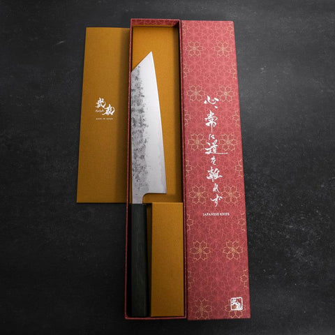 Kiritsuke SLD Nashiji Washi Green Urushi Handle 210mm (8.3”)-[Musashi]-[Japanese-Kitchen-Knives]