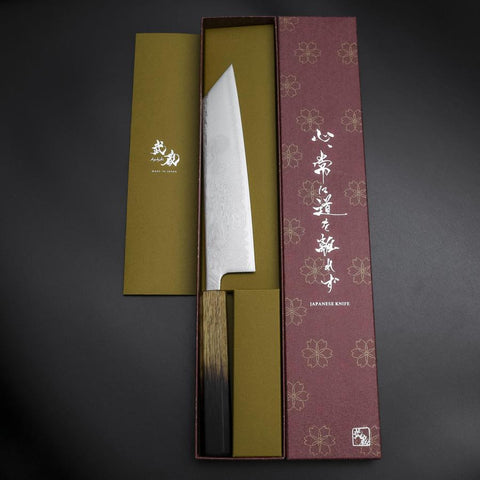 Kiritsuke SLD Wave Nickel Damascus Yaki Urushi Handle 210mm (8.3”)-[Musashi]-[Japanese-Kitchen-Knives]