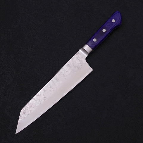 Kiritsuke Santoku Blue Steel #2 Nashiji Stainless Clad Western Handle 195mm (7.7”)-[Musashi]-[Japanese-Kitchen-Knives]