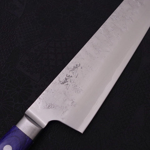 Kiritsuke Santoku Blue Steel #2 Nashiji Stainless Clad Western Handle 195mm (7.7”)-[Musashi]-[Japanese-Kitchen-Knives]