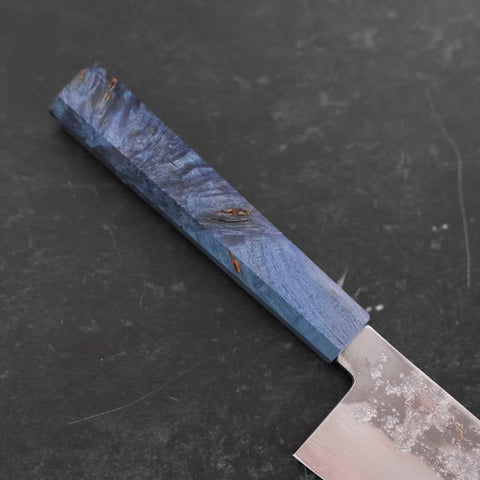 Kiritsuke Santoku Silver Steel #3 Nashiji Blue Maple Handle 180mm (7”)-[Musashi]-[Japanese-Kitchen-Knives]