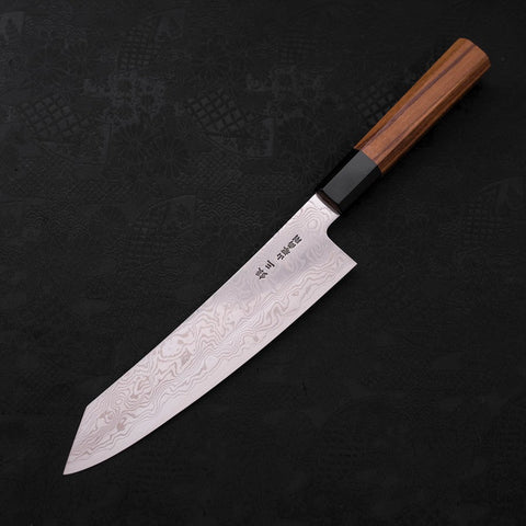 Kiritsuke Silver Steel #3 Damascus Buffalo Teak Handle 210mm (8.3”)-[Musashi]-[Japanese-Kitchen-Knives]