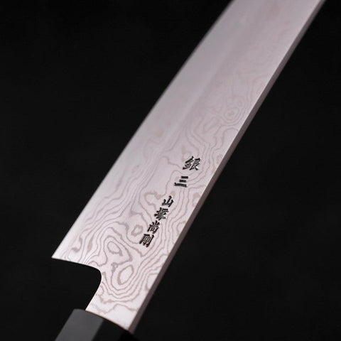 Kiritsuke Silver Steel #3 Damascus Buffalo Teak Handle 210mm (8.3”)-[Musashi]-[Japanese-Kitchen-Knives]