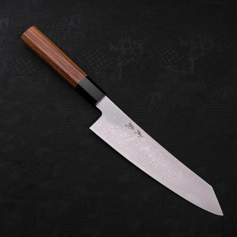 Kiritsuke Silver Steel #3 Damascus Buffalo Teak Handle 210mm (8.3”)-[Musashi]-[Japanese-Kitchen-Knives]
