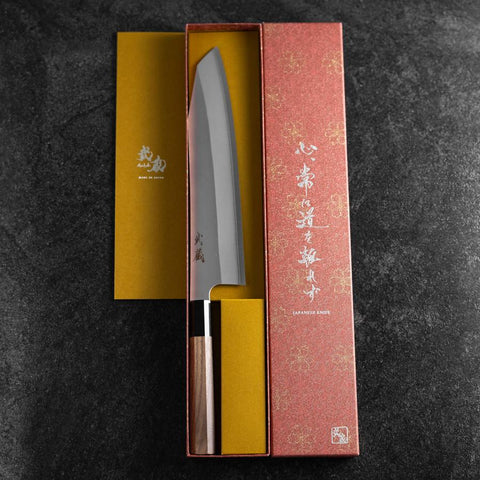 Kiritsuke Silver Steel #3 Kasumi Buffalo Walnut Handle 210mm (8.2”)-[Musashi]-[Japanese-Kitchen-Knives]