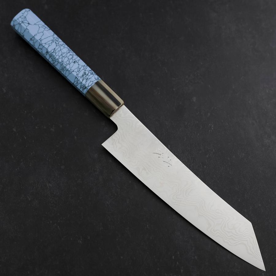 Kiritsuke Silver Steel #3 Nickel Damascus Buffalo Turquoise Handle 210mm (8.3”)-[Musashi]-[Japanese-Kitchen-Knives]