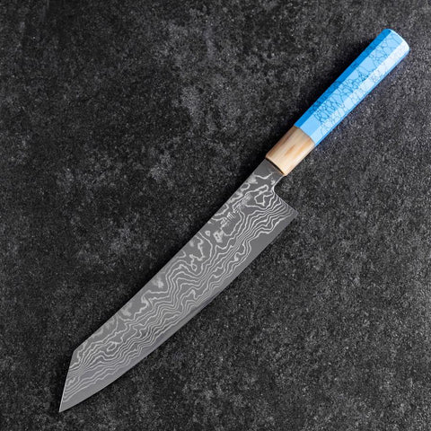 Kiritsuke Silver Steel #3 Nickel Damascus Buffalo Turquoise Handle 230mm-[Musashi]-[Japanese-Kitchen-Knives]