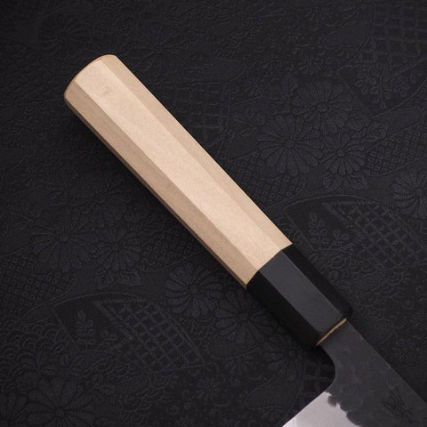 Kiritsuke Stainless Clad Blue Super Kurouchi Tsuchime Buffalo Magnolia Handle 240mm (9.4”)-[Musashi]-[Japanese-Kitchen-Knives]