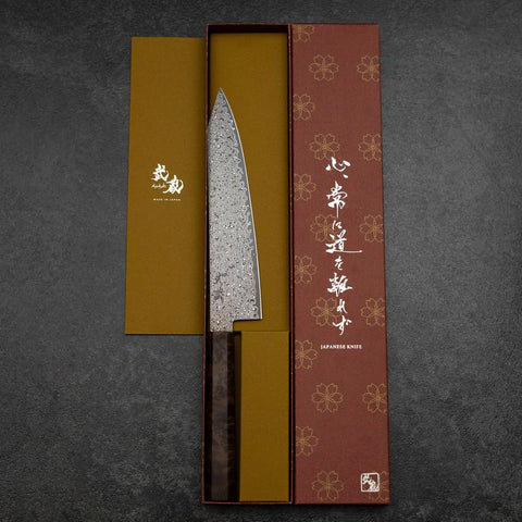 Kiritsuke VG-10 Damascus Brown Birch Handle 210mm (8.3”)-[Musashi]-[Japanese-Kitchen-Knives]