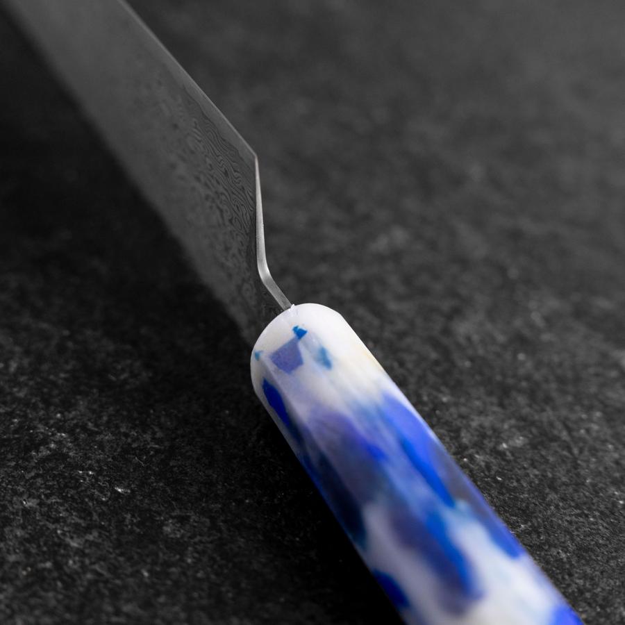 Kiritsuke VG-10 Damascus Ocean Blue-White Mix Handle 210mm (8.3”)-[Musashi]-[Japanese-Kitchen-Knives]