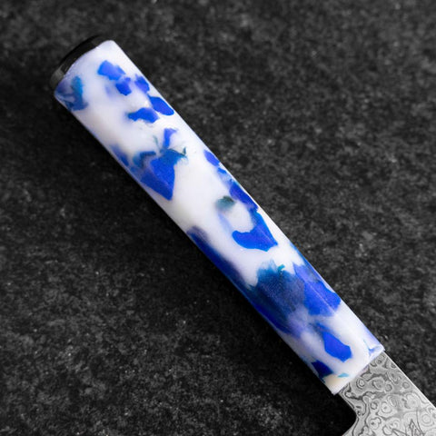 Kiritsuke VG-10 Damascus Ocean Blue-White Mix Handle 210mm (8.3”)-[Musashi]-[Japanese-Kitchen-Knives]