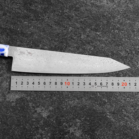 Kiritsuke VG-10 Damascus Ocean Blue-White Mix Handle 210mm (8.3”)-[Musashi]-[Japanese-Kitchen-Knives]